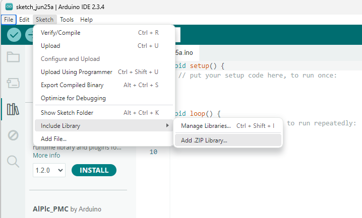 How to include a zipped Library in Arduino
