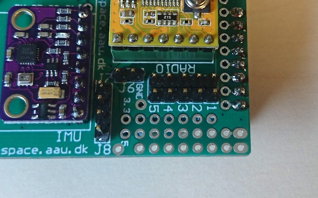 Pins for jumpers on the sensor shield