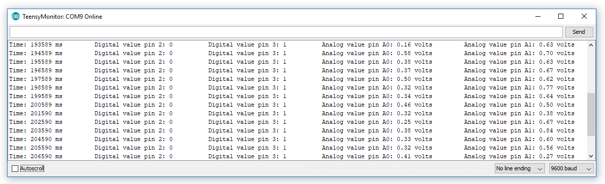 Screenshot from Serial Monitor.